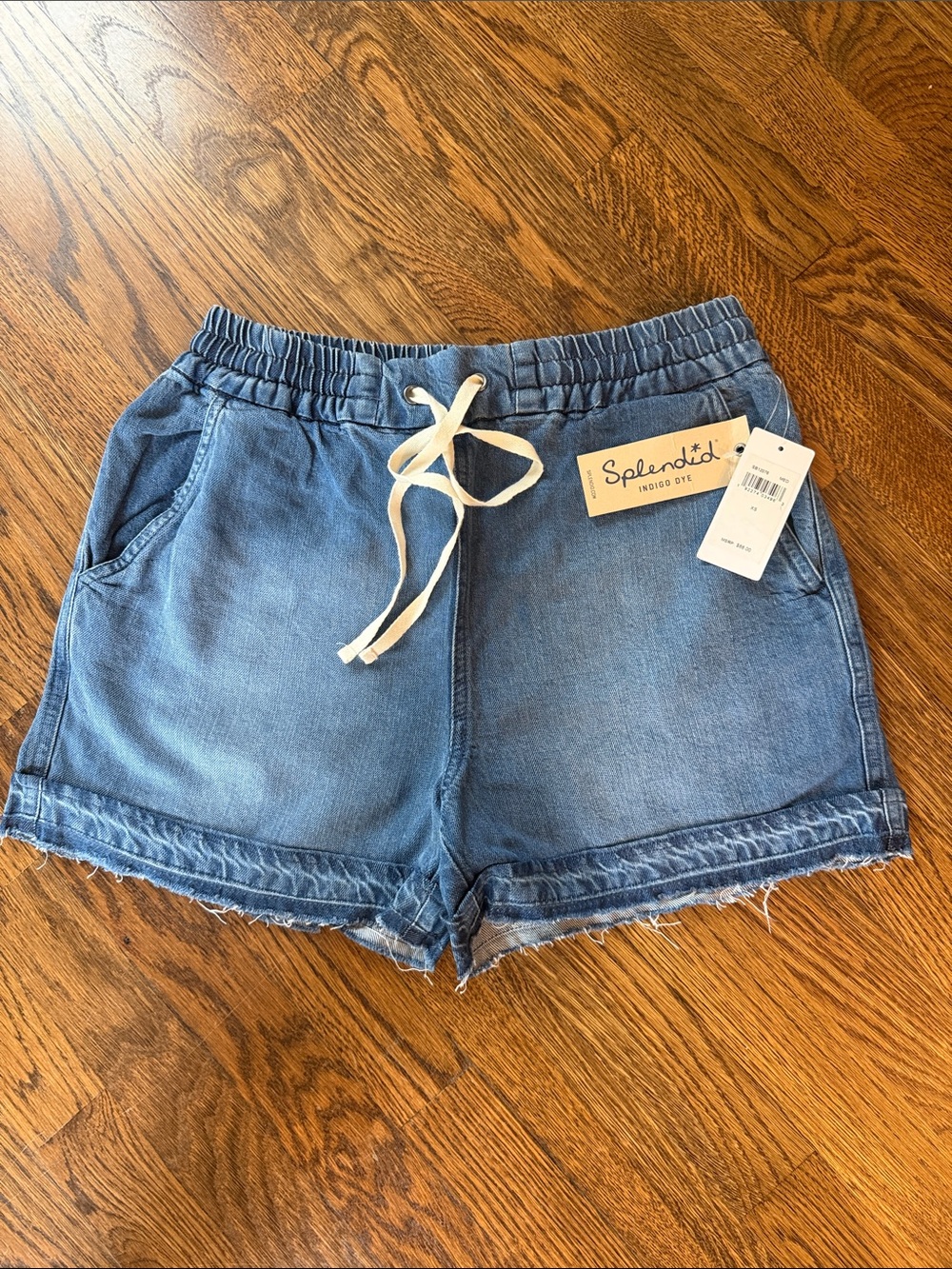 Splendid Light Blue Indigo Dye Denim Drawstring Shorts